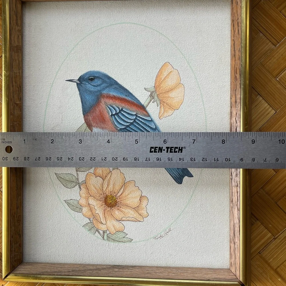 Bluebird painting framed stretched canvas - Picture 6 of 12